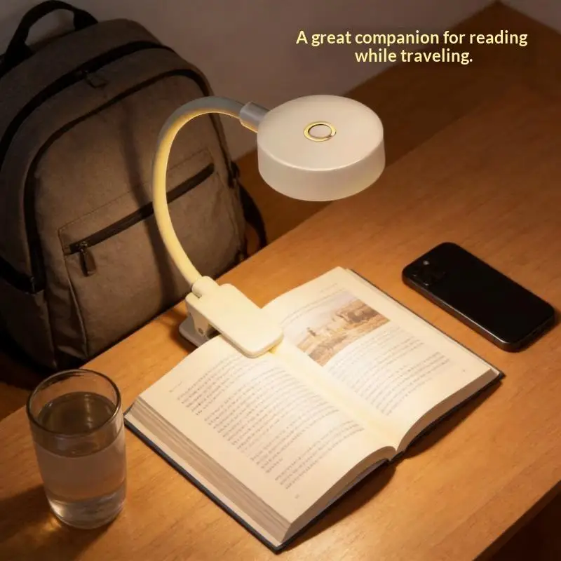Rechargeable Clip On LED Reading Lamp Flexible Gooseneck Eye Protection Book Light For Student Study Bedroom Travel Use
