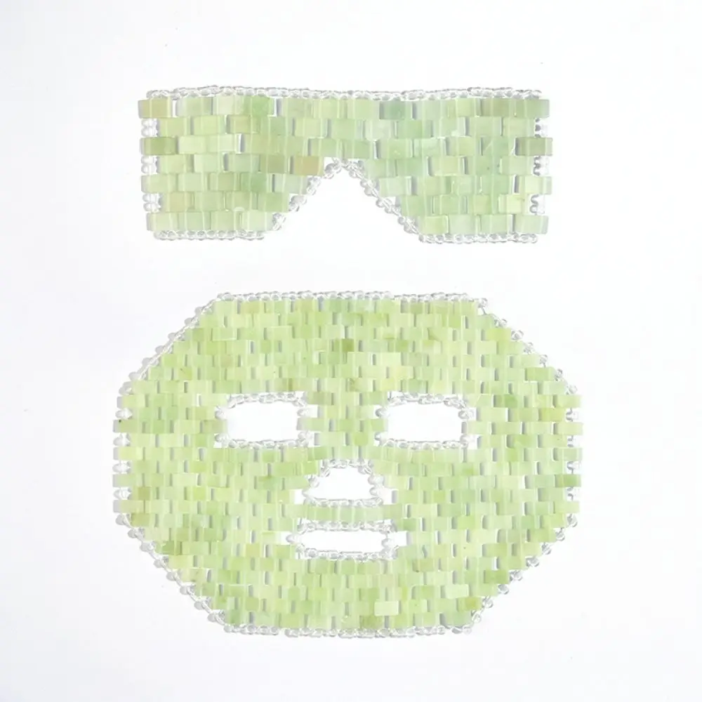 Hand Woven Xiu Jade Eye Mask Natural Stone Patch Cooling Refreshing Beauty Skin Care Relaxing Eye Fatigue Relief Aid