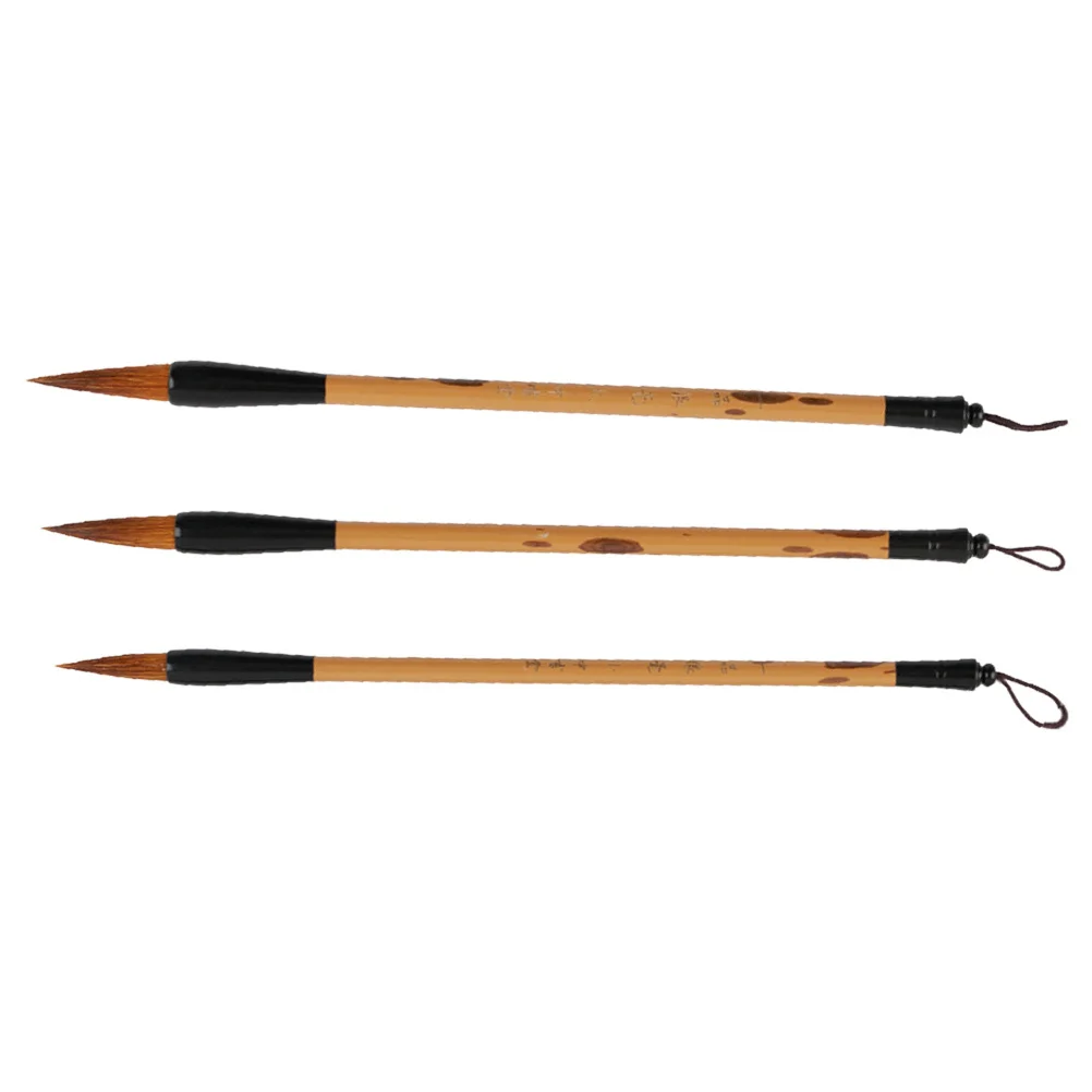 

3pcs Chinese Calligraphy Brush Pen Set Watercolor Ink Painting Tool For Beginners Wooden Writing Brush Practical Ink Pen Art