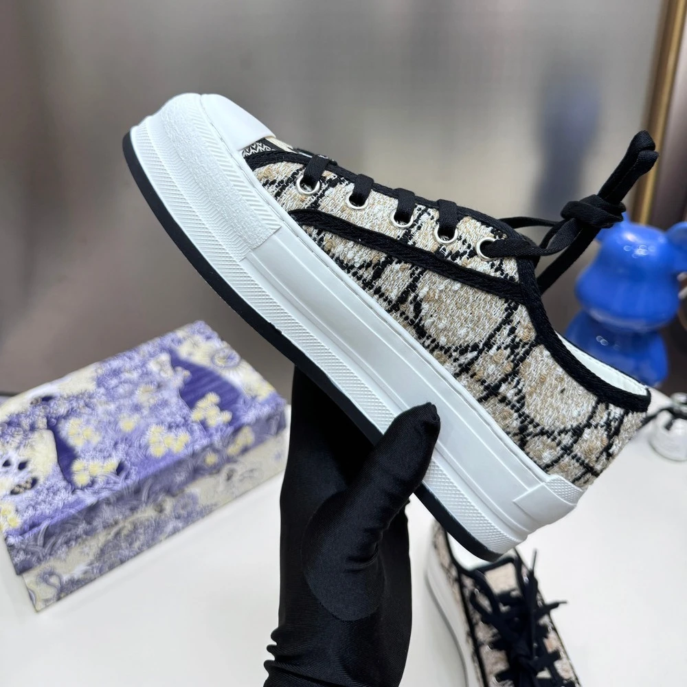 fashion Women Shoe Brand Designs New Thick Soled Canvas Shoes Casual Shoes Breathable Rattan Plaid Lightweight and Durable SL003