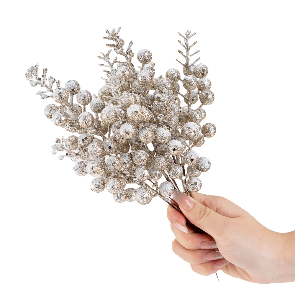 5/10 Stück 21 cm Schneewittchen Künstliche Beerenzweige Weihnachtsbaumdekoration für Weihnachtskranz Home Decor Geschenke 2026 Partyzubehör – Detail 11