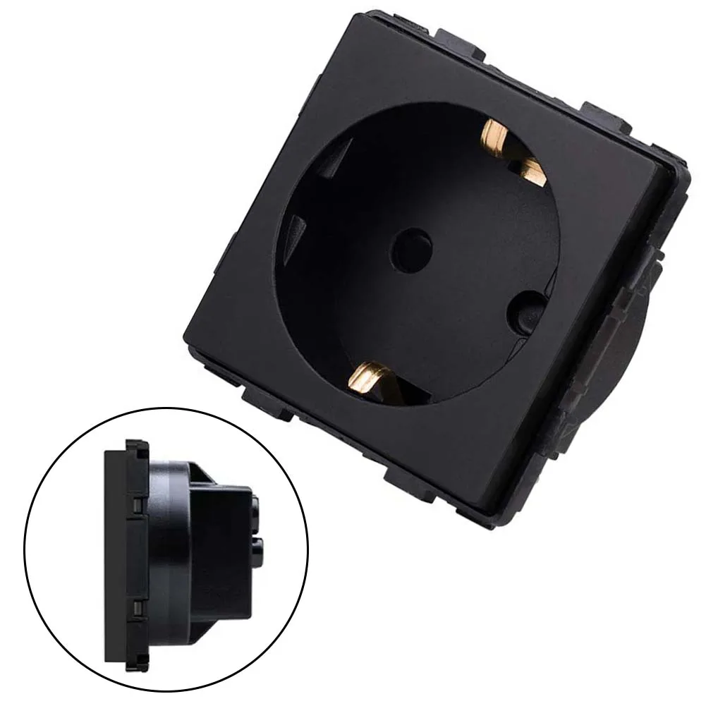 16A 250VAC EU Power Outlet with Grounding and Dual Safety Shutters Compatible with Round Junction Boxes 65mm to 70mm Diameter