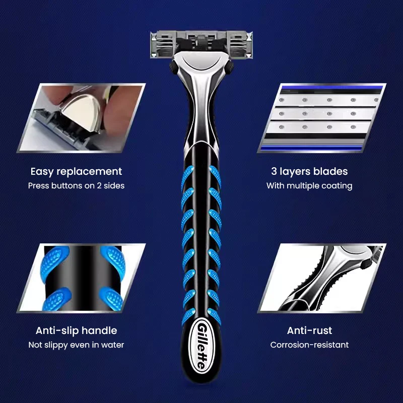 Gillette Vector 3 Premium Shaving Razor Vector Razor Blades For Men Beard Shaver Blade Sharp Replacement Head With Safety Razor