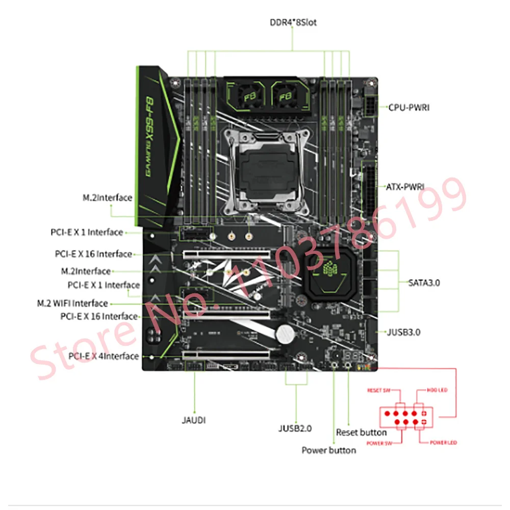 New X99 F8 For HUANANZHI GAMING Motherboard C612 8*DDR4 LGA20 11-3 256GB Support E5 V3/V4 CPU X99