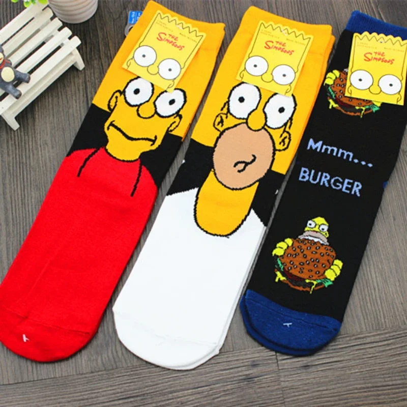 Simpsons Simpson Anime Socks Women Men Long Socks Man Knee-High Cosplay Calf Cotton Sock Adult Hip Hop Personality Hip Hop Socks