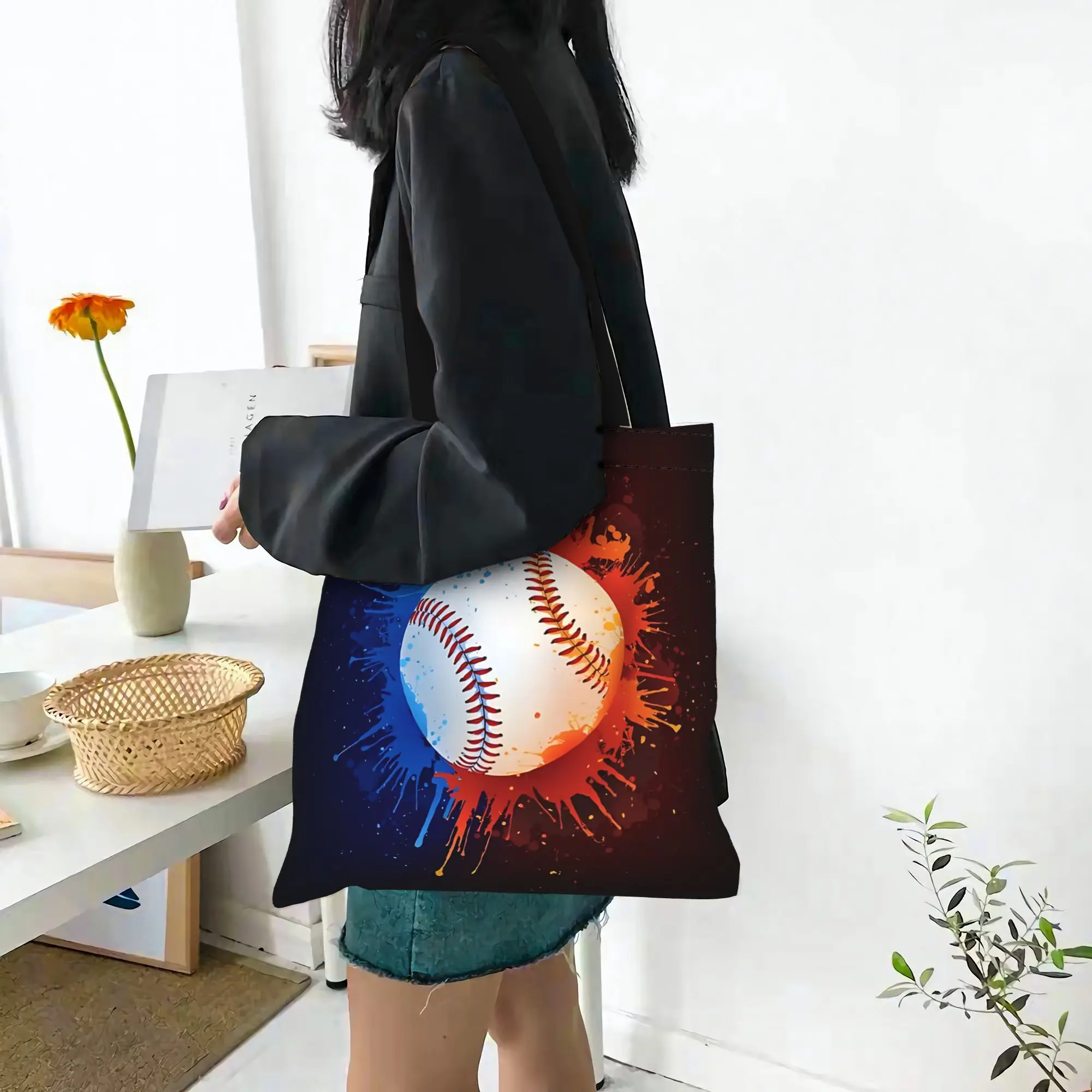 

2026 sport Bags first day of school everyone love baseball Canvas Canvas Tote Bag Women'S Shoulder Handbag