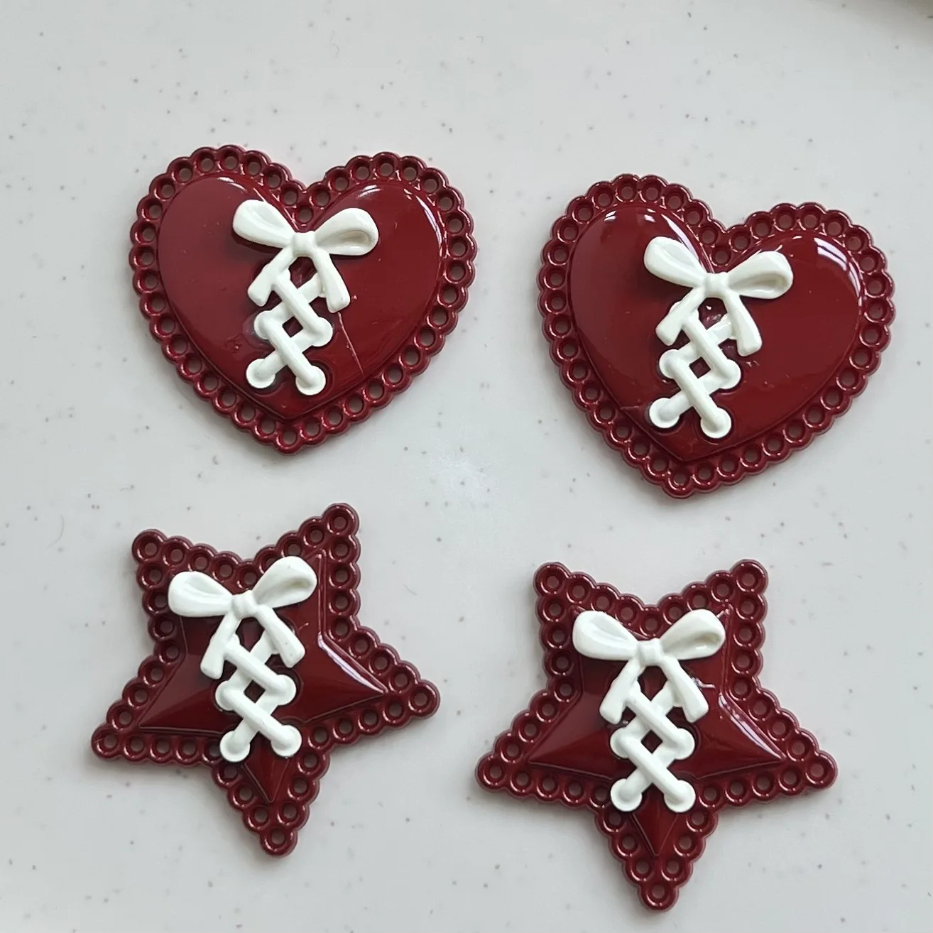 

5pcs Burgundy y2k strap pentagram love accessories DIY handmade materials headgear mobile phone case with wholesale decoration