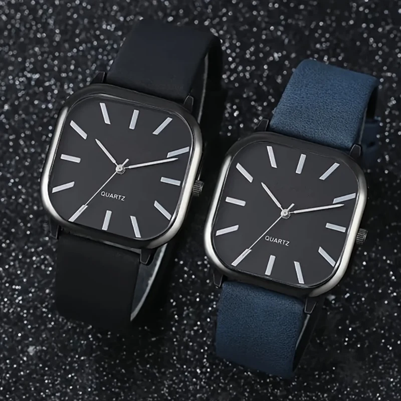 

Новые простые кожаные часы для мужчин и женщин, кварцевые наручные часы, модные элегантные повседневные часы с квадратным циферблатом, нейтральные часы, изысканные Relojes