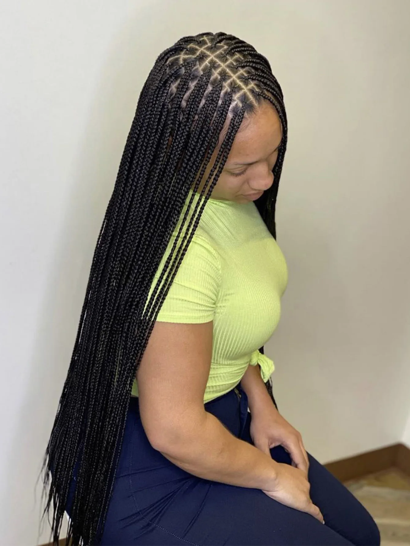 Goddess Synthetic Full Lace Front Wig Braided Wigs With Baby Hair 36Inch Small Part Cornrow Braids Knotless Box Crochet Braids