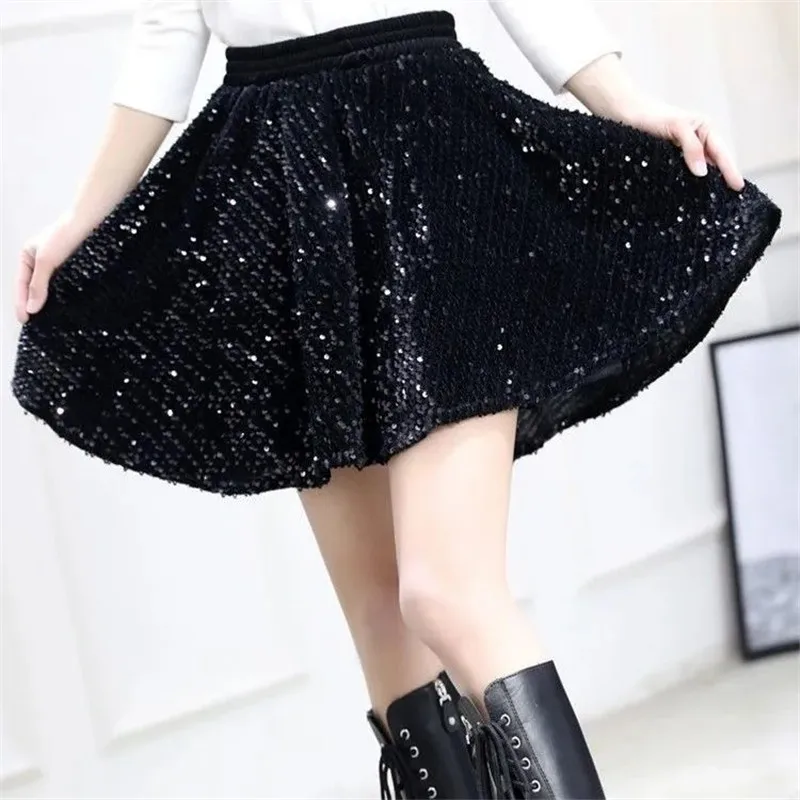 Vetement Femme 2023 Spring Short Skirt Women\'s Elasticity High Waist Loose Sequins Bag Hip Tutu Skirt Fashion Mini Skirts Jupe