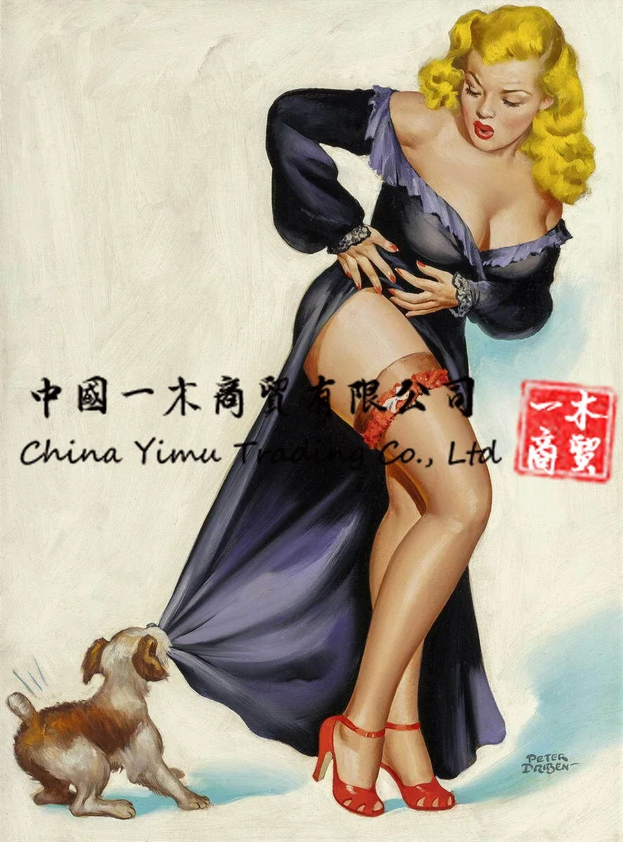 Peter Driben Pin Up Girls Giclee Art Paper Print Poster Reproduction In A Pose Of Cancer Boots Transparent Clothes Sticker Decal