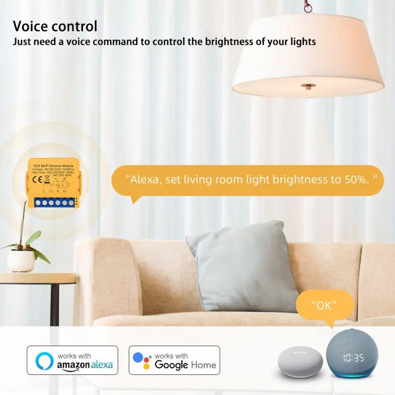 Tuya Enhanced Energy Efficiency Convenient Remote Control Versatile Functionality Tuya Smart Home Stylish Design Dimmer Switch