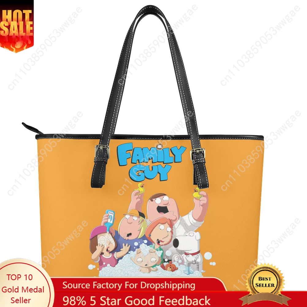 

Family Guy Handbag Womens Man Vintage Personalized Tote Bag Shoulder Bag Business Leather Purse Travel Anime Customized Bag Gift