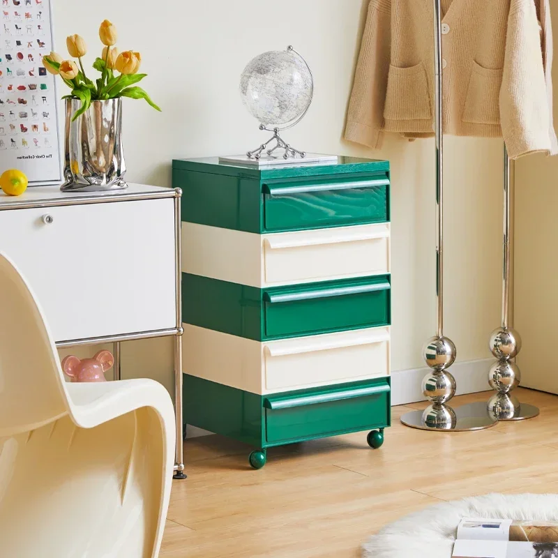 White Green Vintage Nordic Nightstand Mobile Plastic Storage Unit Creative Organizer for Bedroom