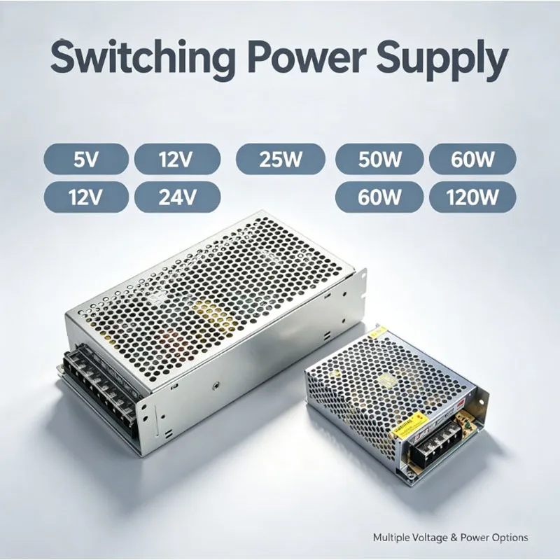 AC DC Switching Power Supply 5V 12V 24V 25W 50W 60W 120W LED Driver Transformer 110‑220V Input For LED Strip Light CCTV Camera