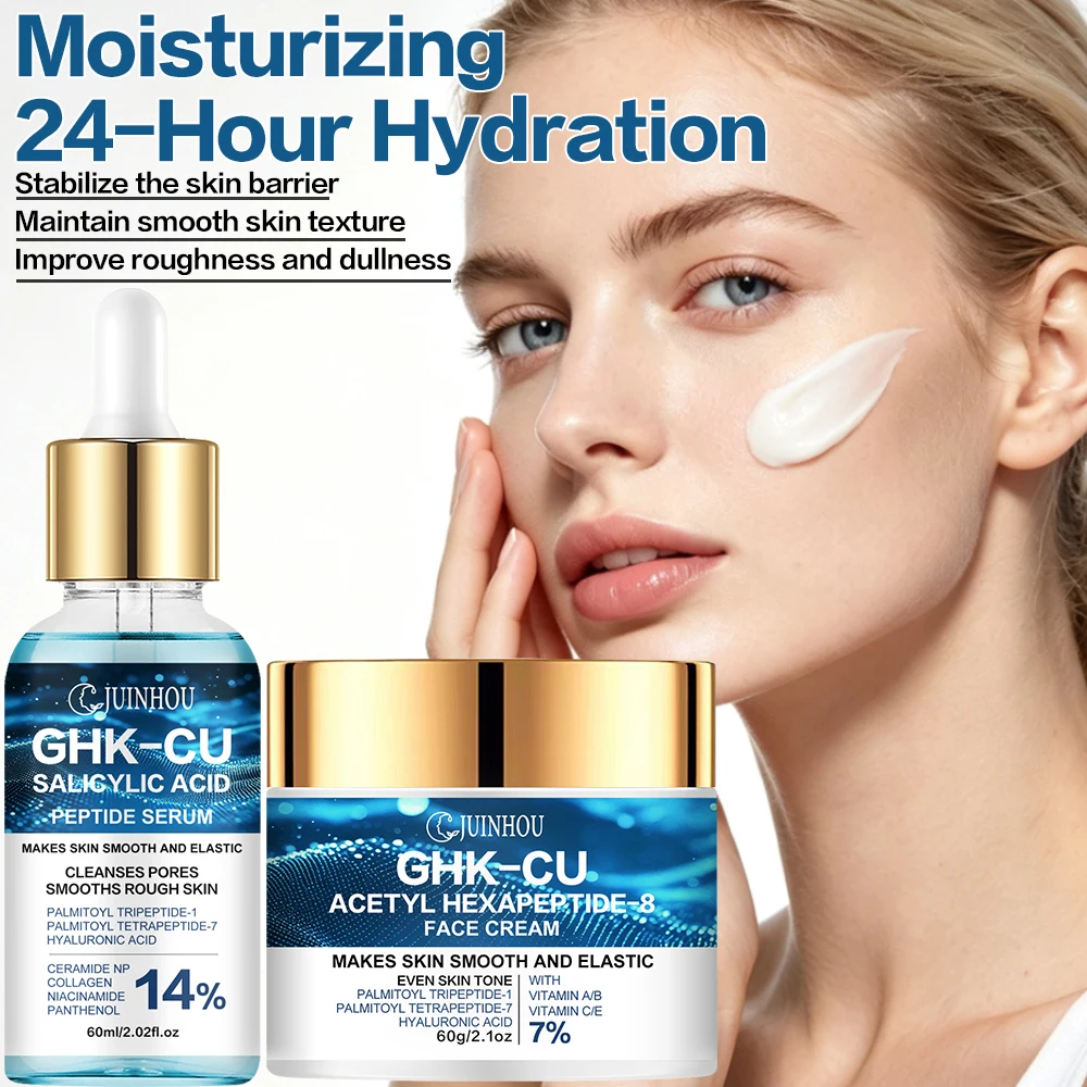 JUINHOU Face Serum Cream Set Copper Peptide Salicylic Acid Oil Control Pore Clearing for Dull Skin Daily Facial Skincare