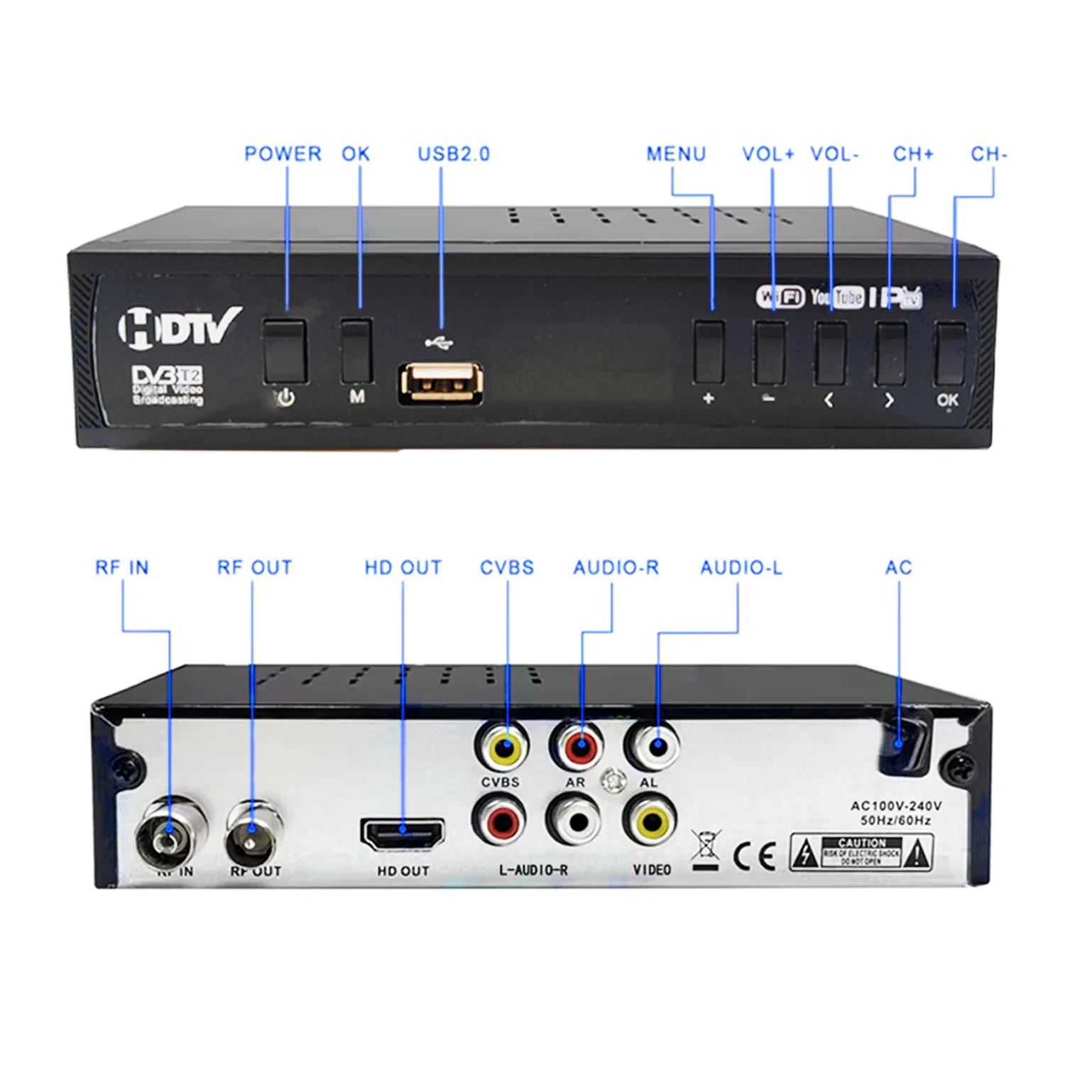 DVB-T2/C Terrestrial Digital TV Set-Top Box, PVR HD Video & Audio, Digital Receiver, TV Box