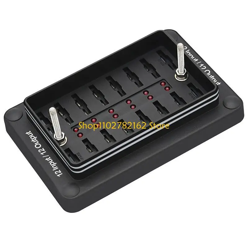 

547B 12 Way Truck Power Distribution Blade Holder Box Block Panel with LED Light