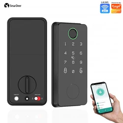 SmarDeer Electronic Door Lock for Tuya Lock with Deadbolt lock Fingerprint Lock Keyless entry with SmartLife App Remote unlock