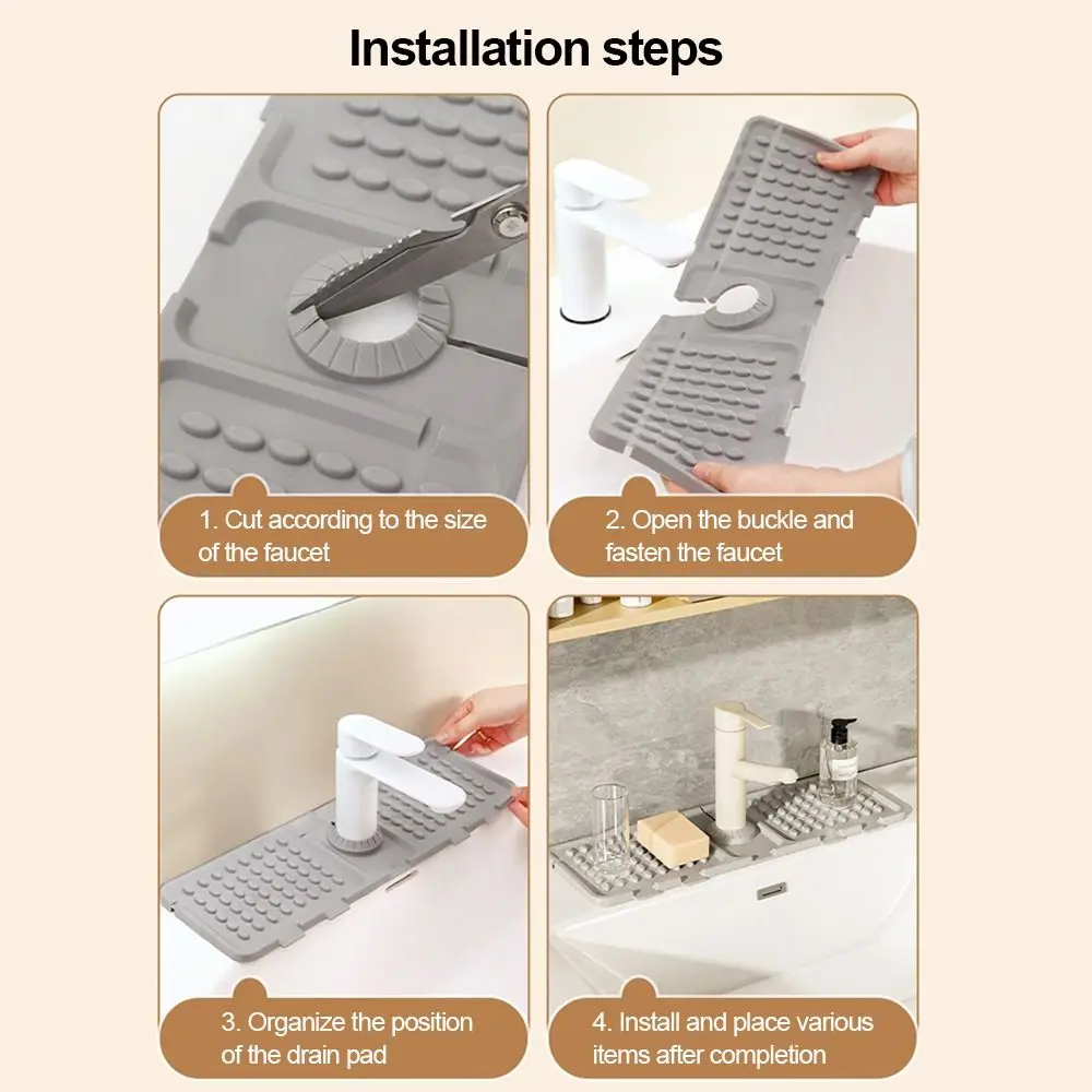 

Convenient Silicone Faucet Draining Mat Splash Multi-function Sink Splash Mats Non-Slip Drying Mat Kitchen Bathroom Supplies