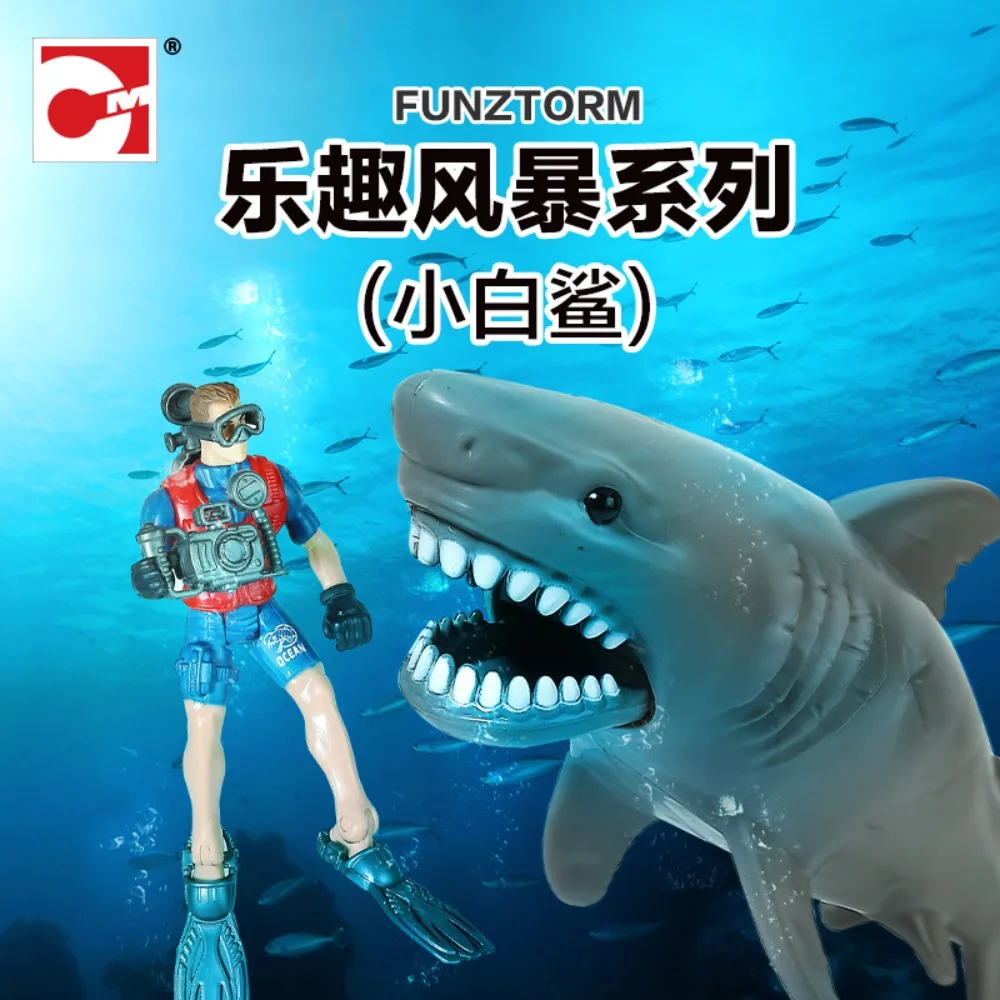 4D Master Funztorm Series Animal Figures Little White Shark Diver with Accessories Scene Simulation Toy Children's Creative Gift