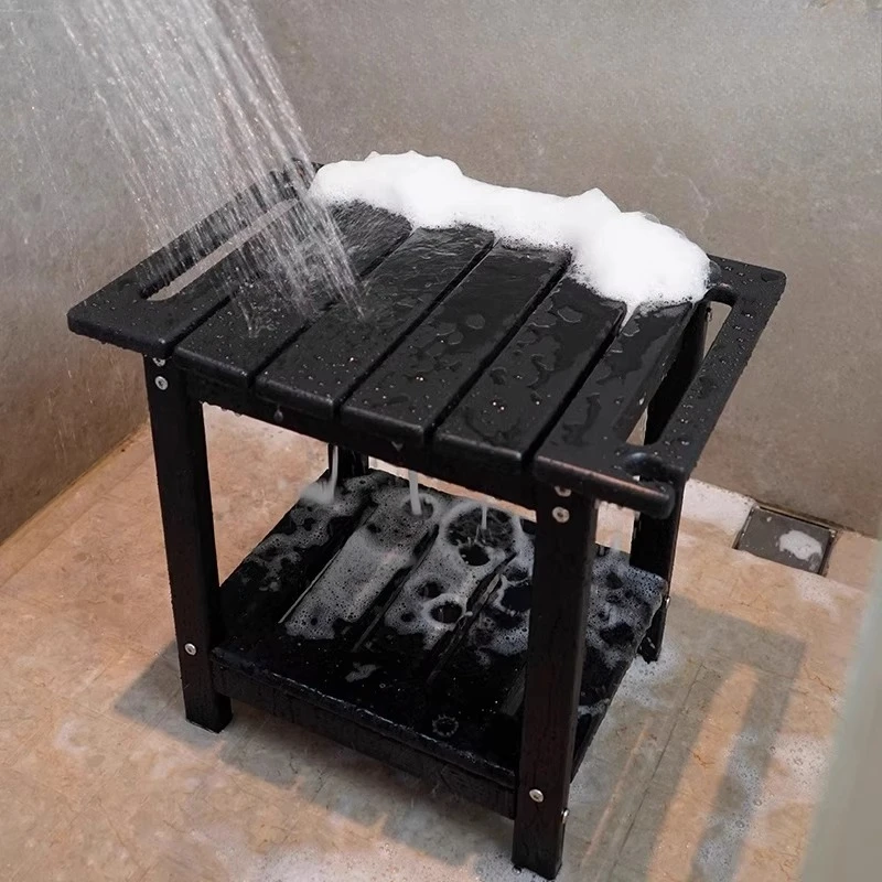 Anti-Slip Bathroom Shower Stool  Multi-Purpose Small Home Seat UV-Resistant Durable Structure  for Balcony or Wet Areas
