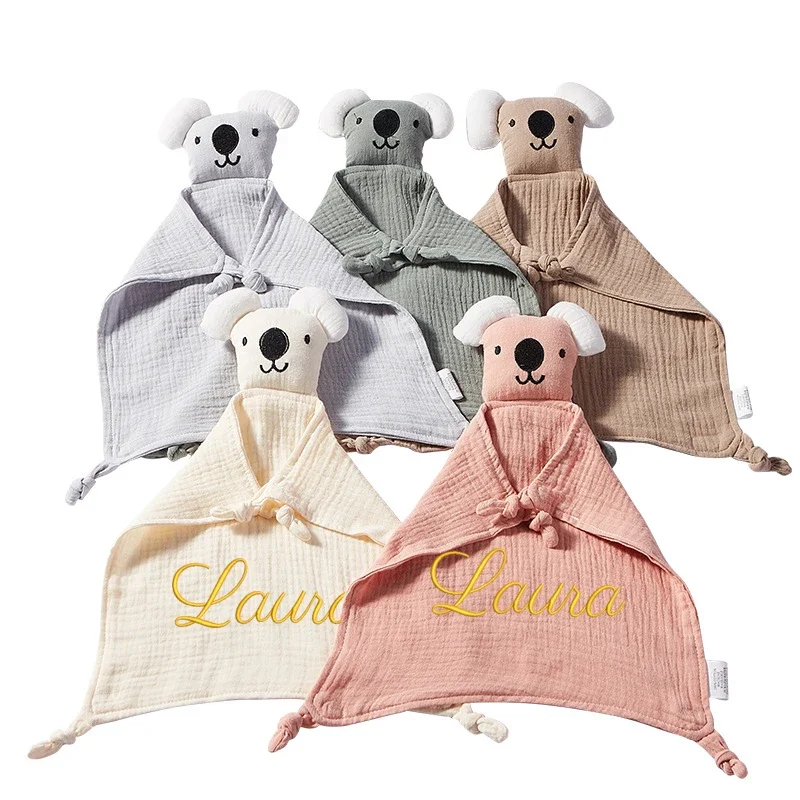 Personalized Name Embroidered Koala Comforter Blanket Super Soft Security Blanket Baby Shower Gender Neutral Gift Baby Present