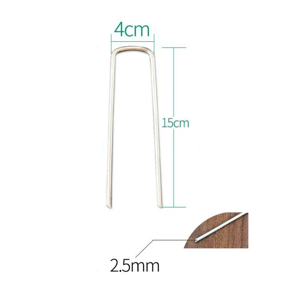 

20pcs Galvanised Metal Ground U Tent Pegs Garden Nail For Garden Greening Plant Fixation Artificial Turf Fixation Greening Part