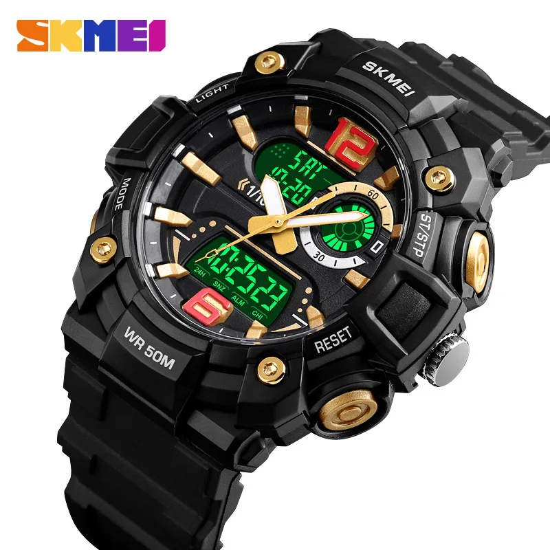 Skmei Can Set 3 Times Tough Guy Black Gold Multi-Functional Outdoor Sports Waterproof Men's Watch