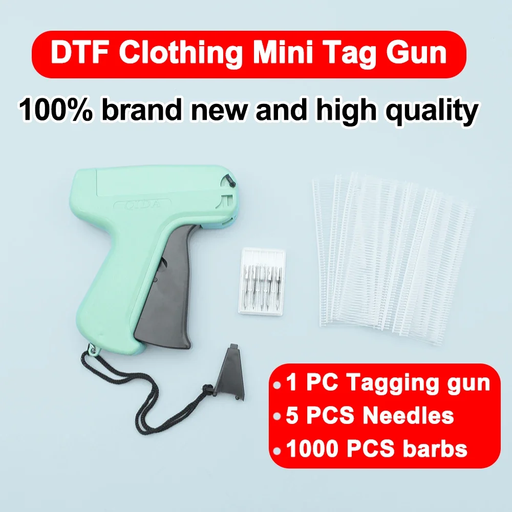 

DTF Clothes Garment Price Label Tagging Tag Gun 1000 pcs Barbs + 5 Needles clothes Mini Speedy Sticky Sewing Gun Hemming Tool