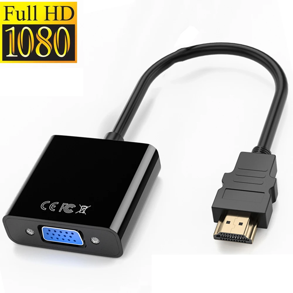 Adapter HD 1080P zgodny z HDMI na VGA Cyfrowy analogowy konwerter kabla VGA zgodny z męskiego na żeński do komputera PC Laptop Tablet