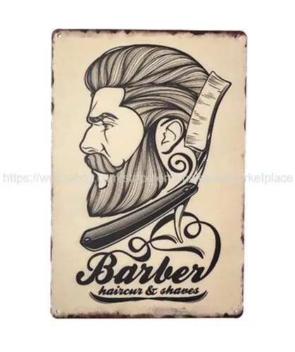 wall hanging decor barber haircut shaves metal tin sign tin sign