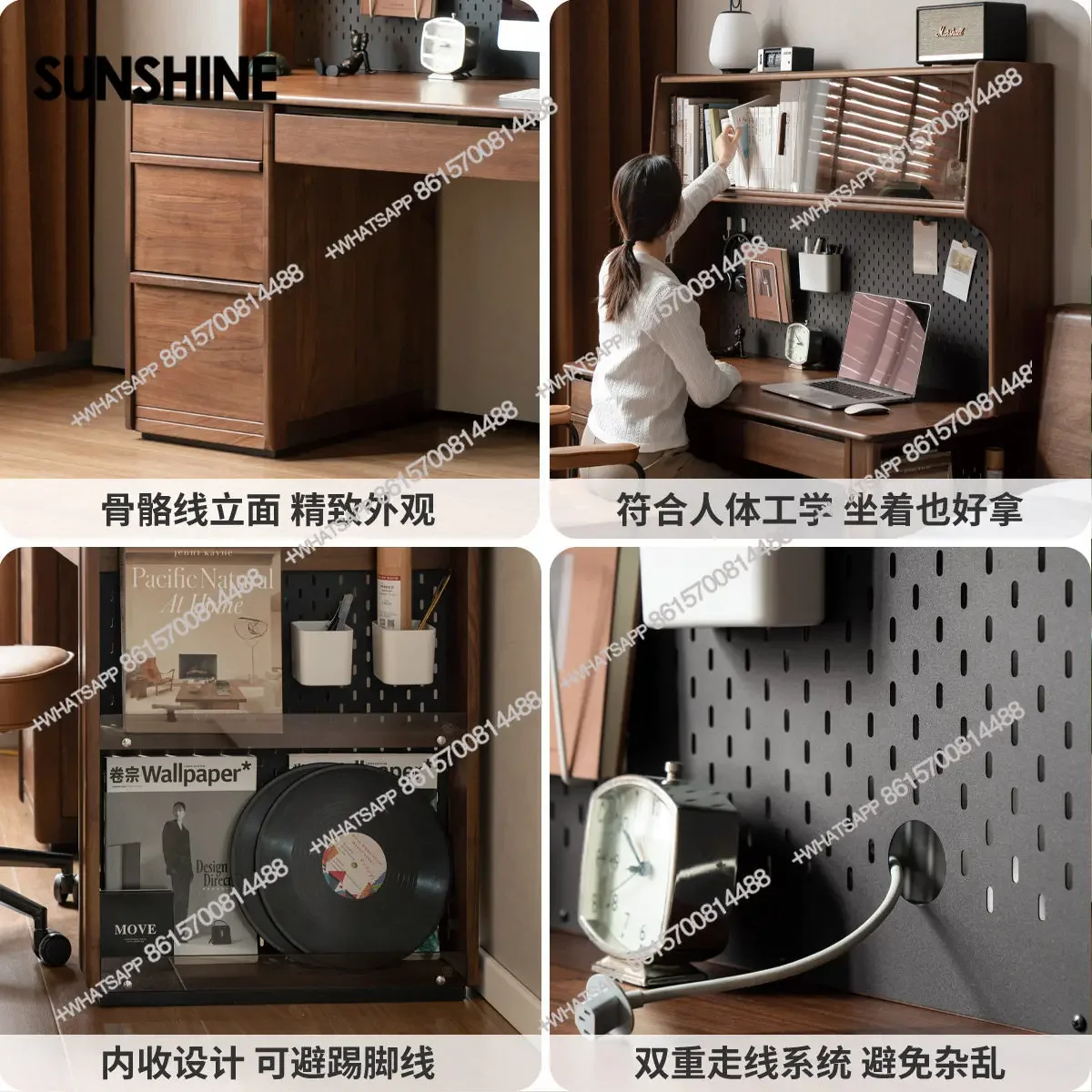 

Study bookcase, desk, simple home with shelf writing deskX