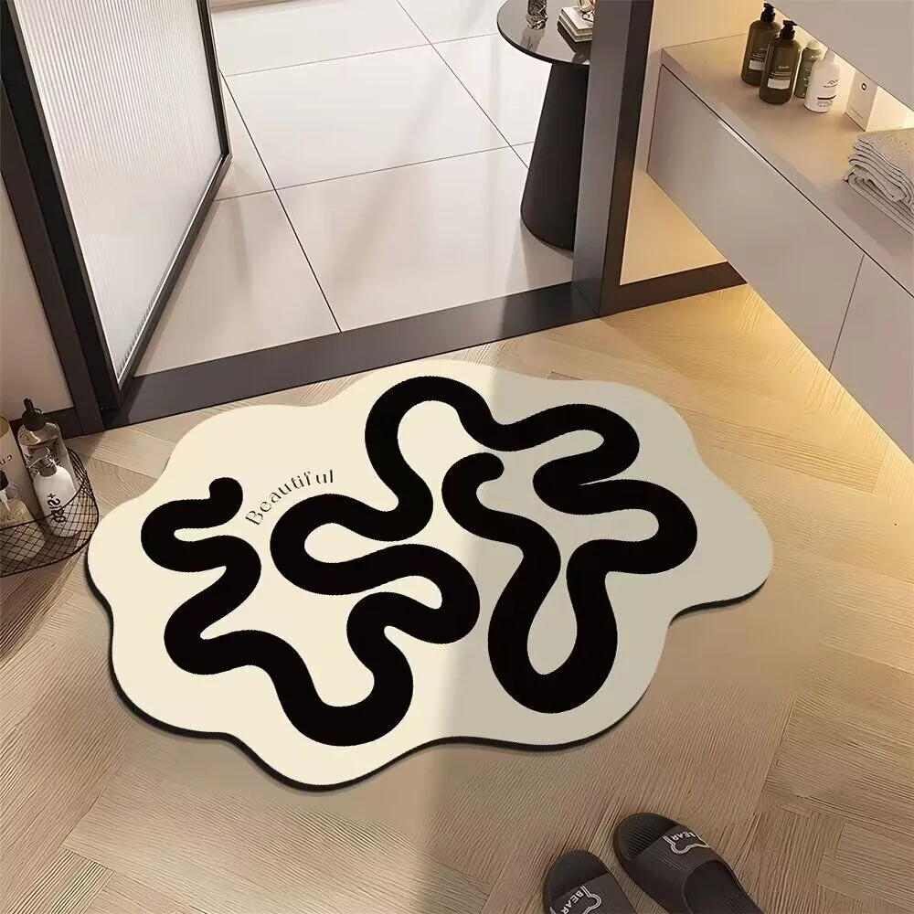 

Bathroom Carpet Water-absorbent Quick-drying Bath Floor Mat No-wash Non-slip Diatom Mud Shower Room Rug Irregular Graffiti Mats