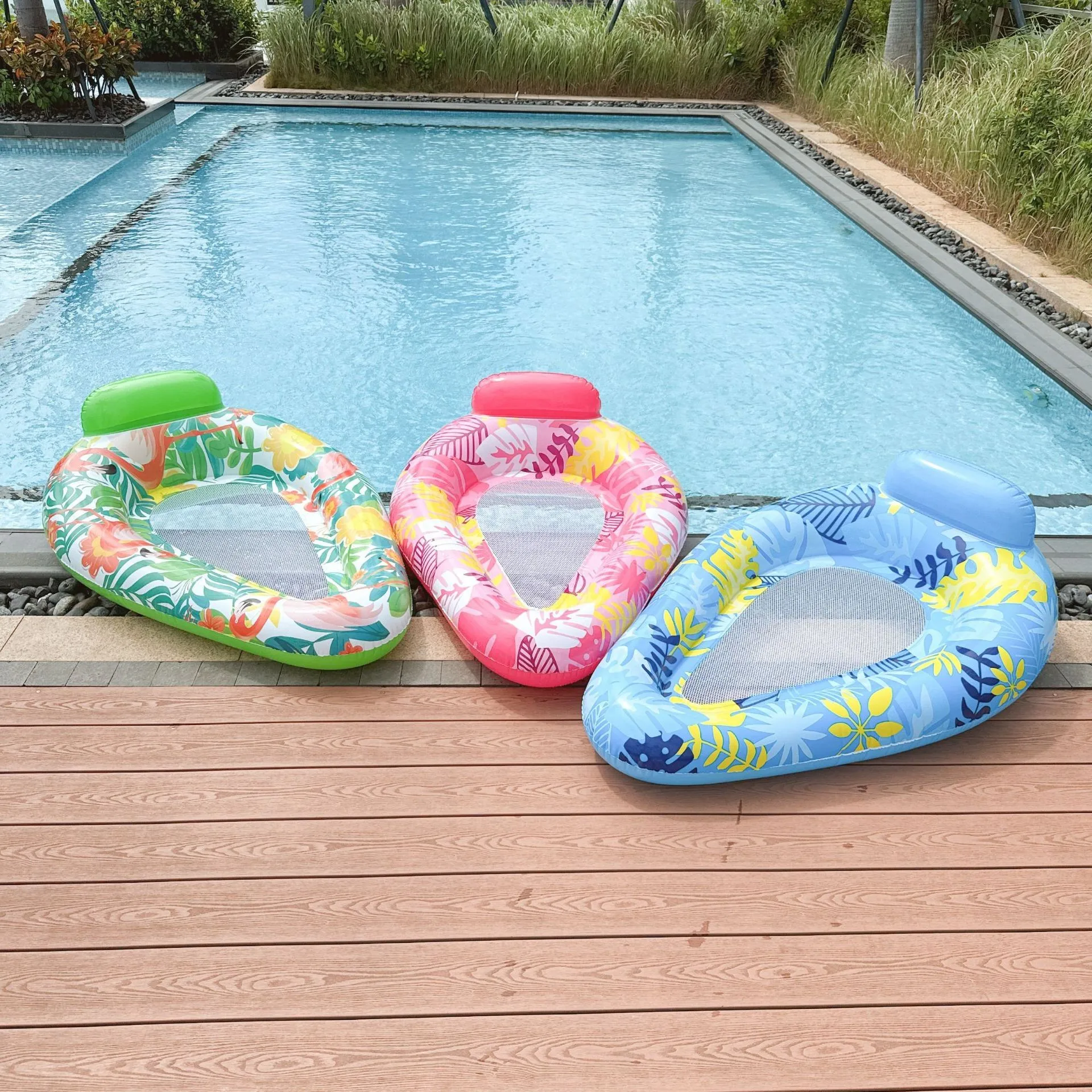 Inflatable Floating Lounge Bed Adult Water Float Outdoor Swimming Pool Vacation Relax Seat view 2