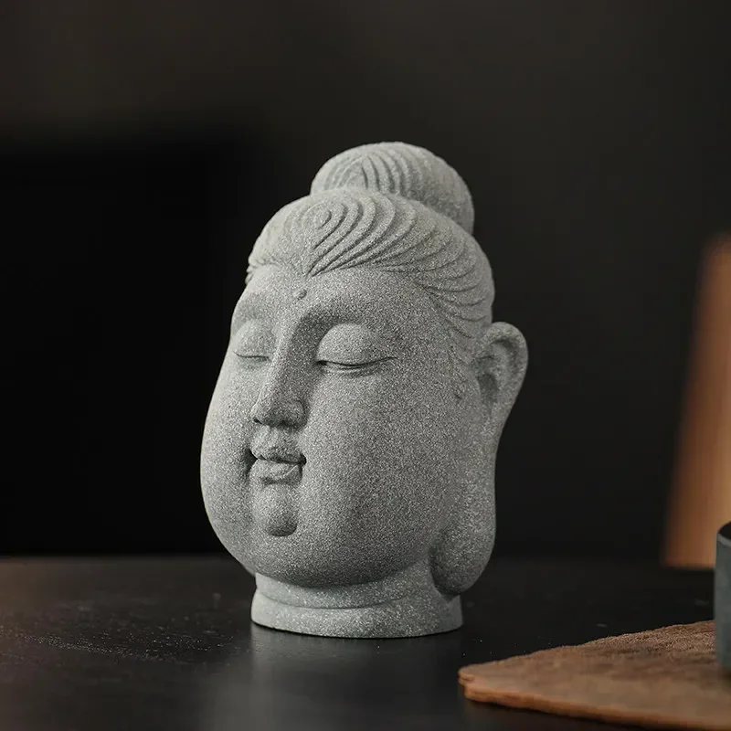 TQH-i7.7 Chinese Large   Head Buddha Head Bodhi Buddha Statue Zen Ornament Home Living Room Entrance Artwork Buddha Decoration