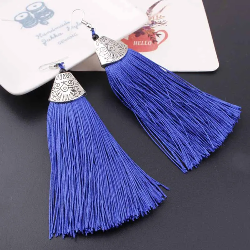 New Mode Style Summer Tiered Long Tassel Earrings For Women National Wind Exaggerated Earrings Stacked Dangle Earrings