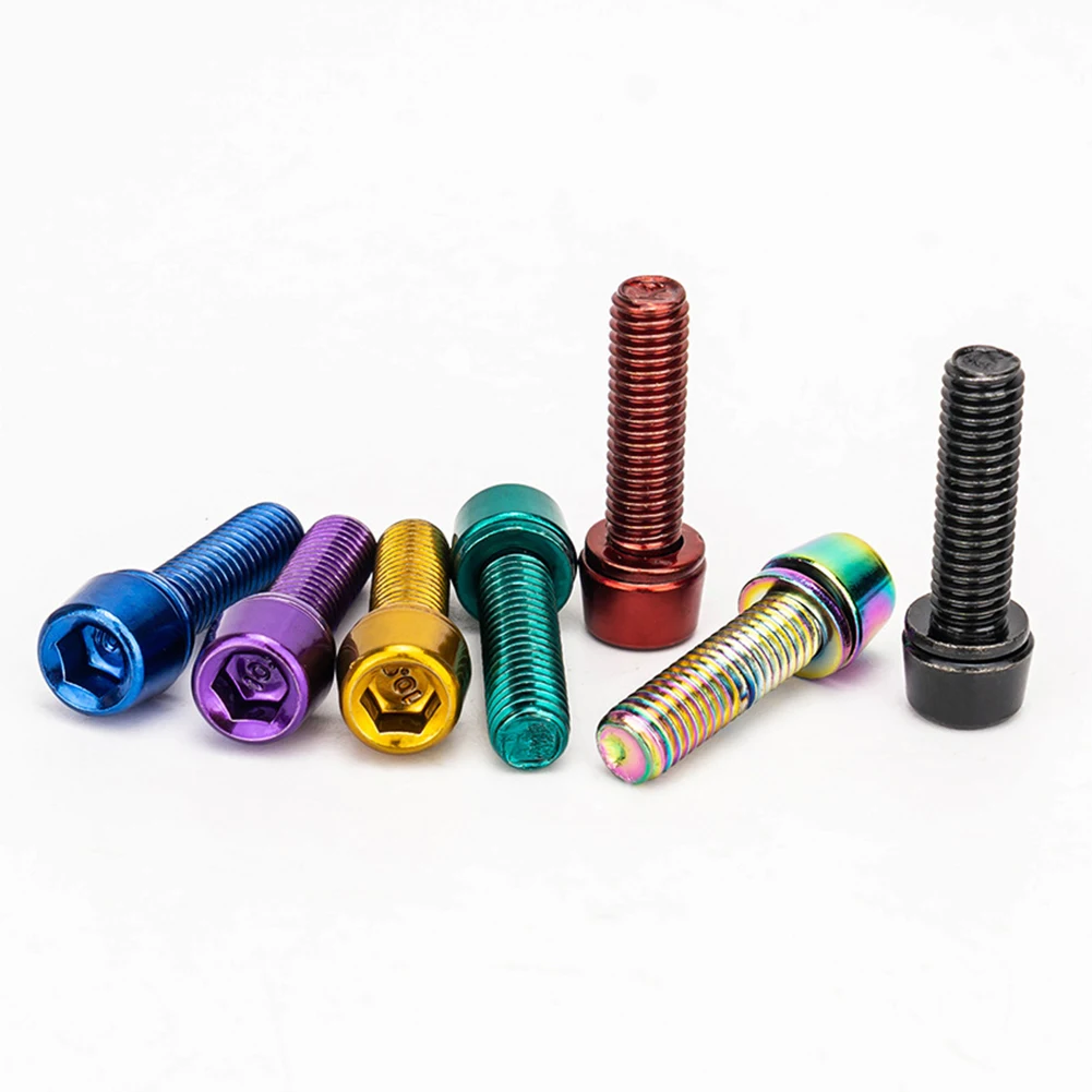 6pcs/set Bicycle Handlebar Screws Titanium Plated Colorful Stainless Steel M5*18MM MTB Bike Handle Bar Stem Riser Screw In Bolts