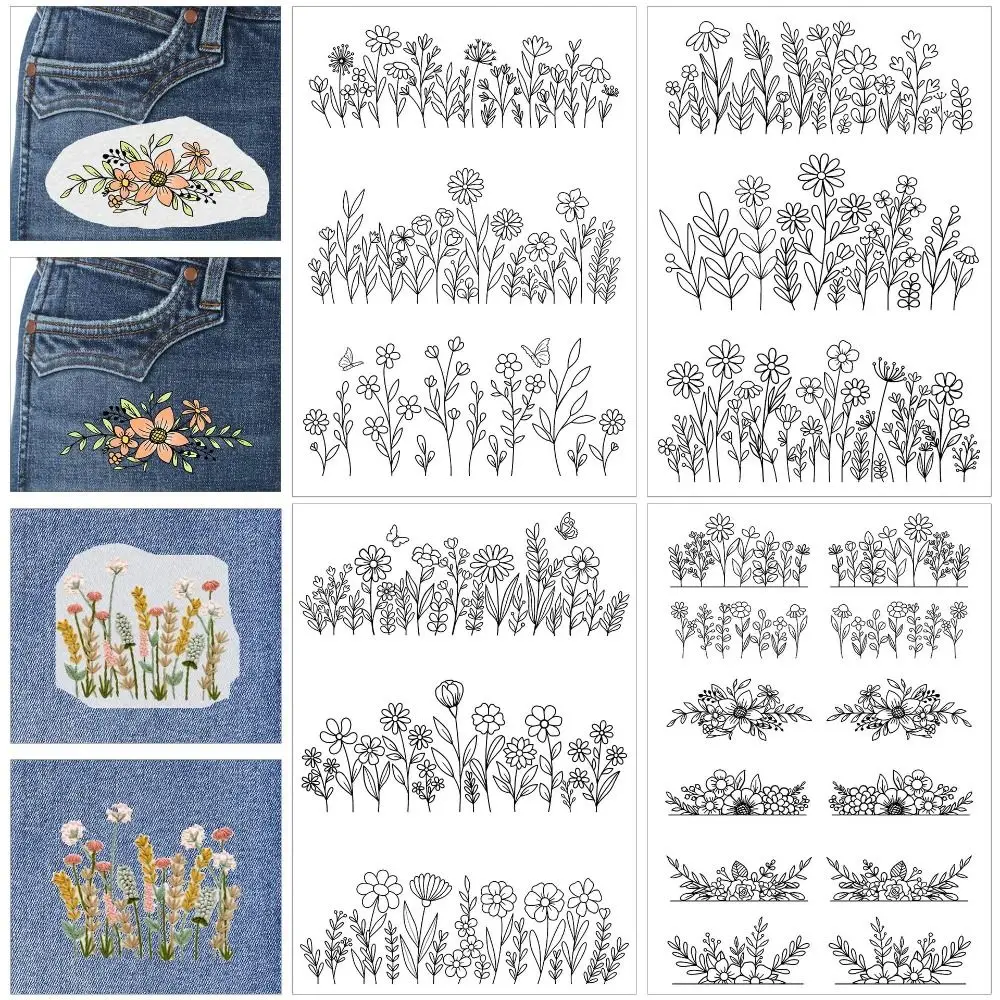4 Sheets Water Soluble Stabilizer Embroidery Patterns Wash Away Stick and Stitch Embroidery Paper