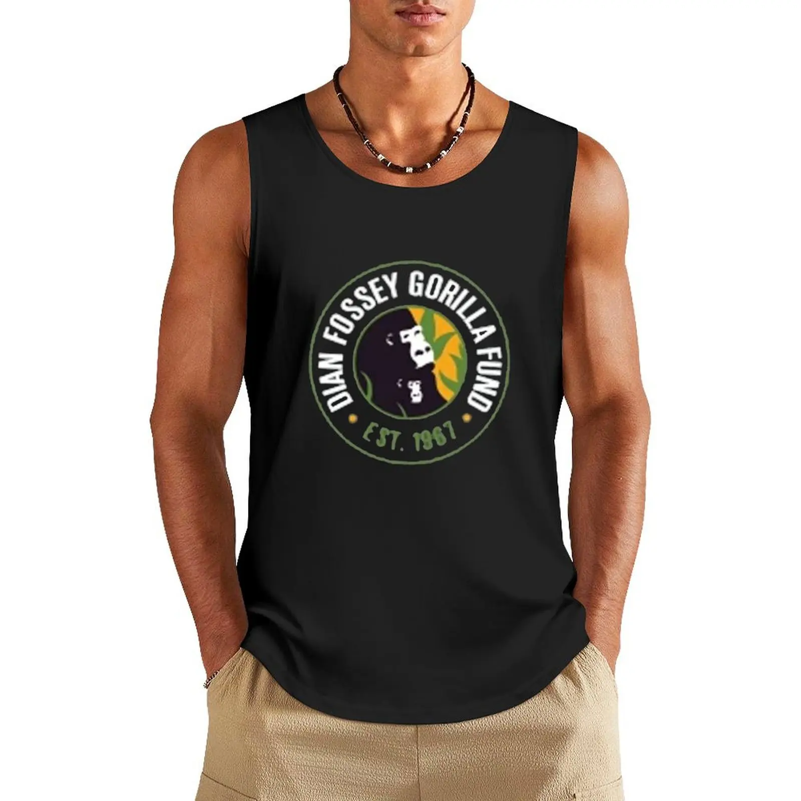 dian fossey gorilla fund t shirt Tank Top Men gym sportswear sleeveless Men's t-shirts bodybuilding man