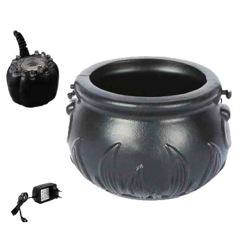 Halloween Witch Pot Cauldron Mister Mist Maker Smoke Fog Machine Color Changing Party Prop Decoration