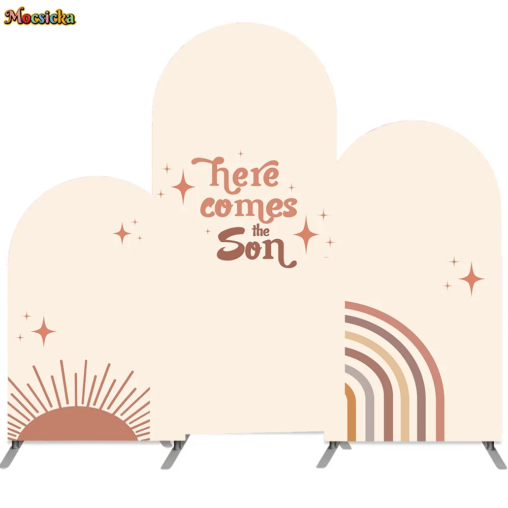 

Mocsicka 2-Sided Arch Backdrops Here Comes The Son Boys Welcome Party Decor Baby Shower Background Photoshoot Photo Studio Props