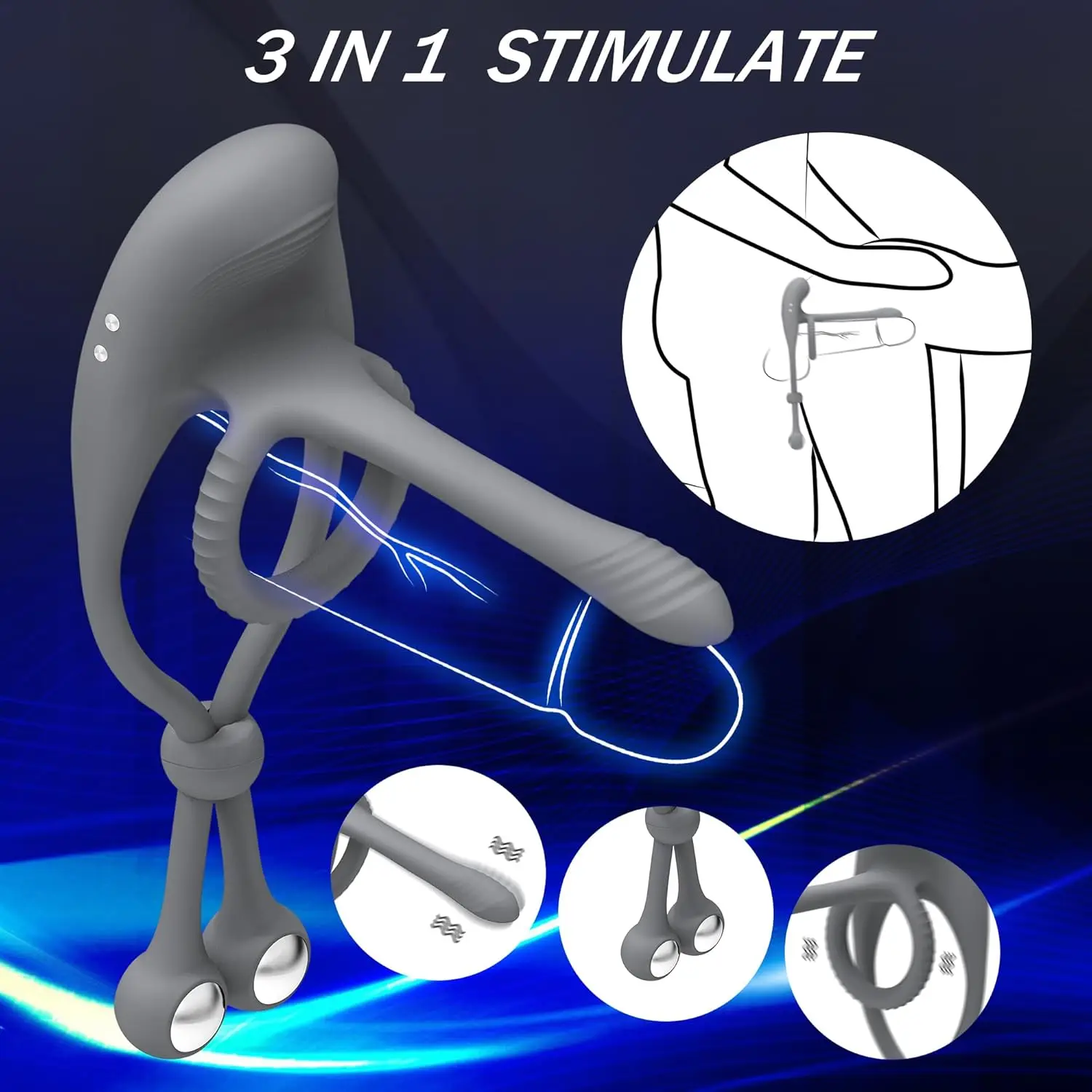 تهتز خاتم الديك ألعاب مثيرة للرجال ، ذكر هزاز القضيب الدائري الجنس لعب مع 2 كرة معدنية قابلة للإزالة للرجال الانتصاب الجنس ، عن بعد #3