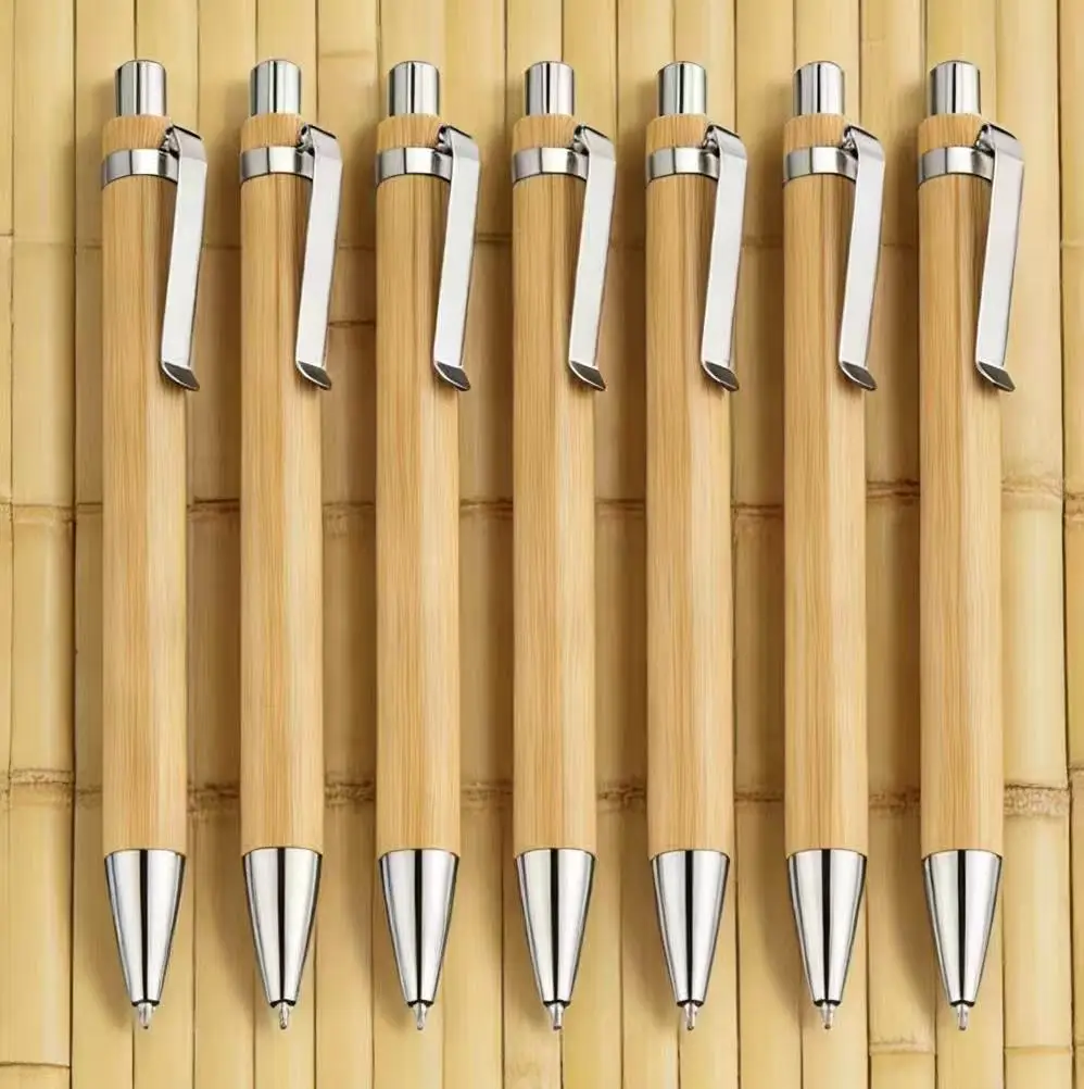 

60Pcs Bamboo Ballpoint Pen 1.0mm Tip Office & School Writing Stationery Business Signature Ballpoint Pen Holiday Gift