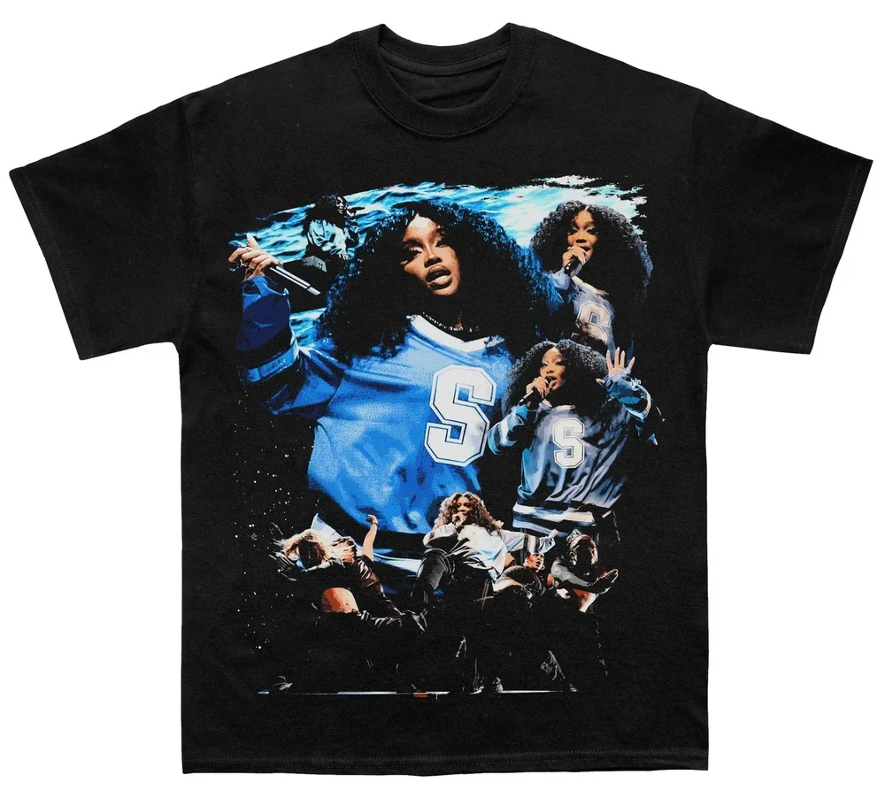 SZA GraphicPrint T-Shirt Y2K R&B Music Artist Tee Unisex Short-sleeved Hip Hop Retro Street Y2K Casual Fashion Tops Clothing
