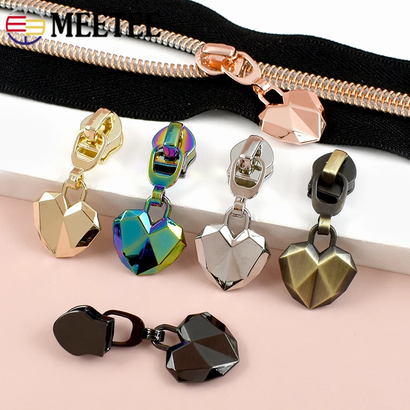 

5-20Pcs 5# Heart Shape Nylon Zipper Slider Luggage Bags Decor Zippers Puller Jacket Pocket Zip Pull Repair Kits DIY Accessories