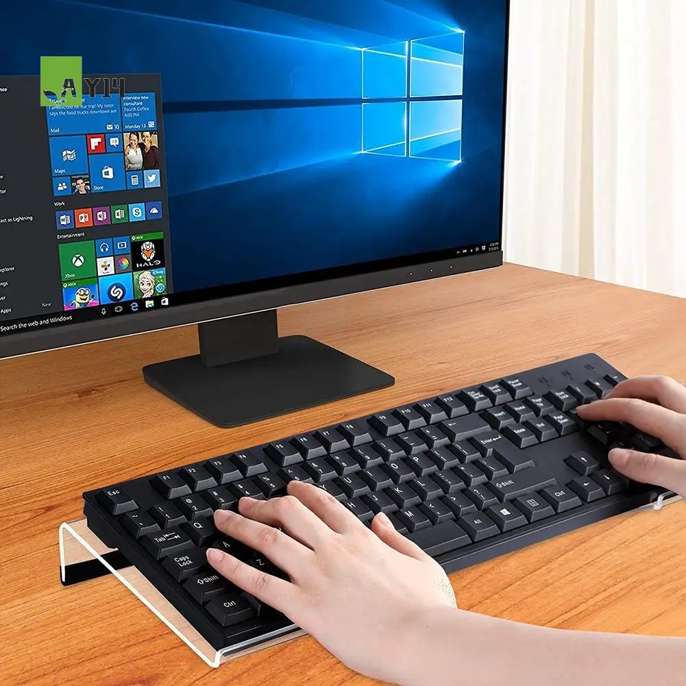 AY14 -Acrylic Keyboard Holder,Acrylic Tilted Computer Keyboard Holder Clear Keyboard Stand For Ergonomic Typing Office Desk