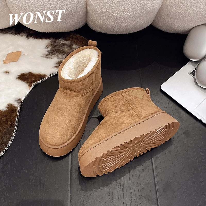 WONST Nuovi stivali da neve bassi invernali Scarpe Stivale in vera pelle Pantofole in cotone firmate Ragazzi Scarpe calde antiscivolo alte