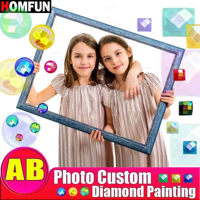 HOMFUN AB 5D pittura diamante fai da te foto personalizzata privata personalizza la tua pittura diamante ricamo strass diamante pieno