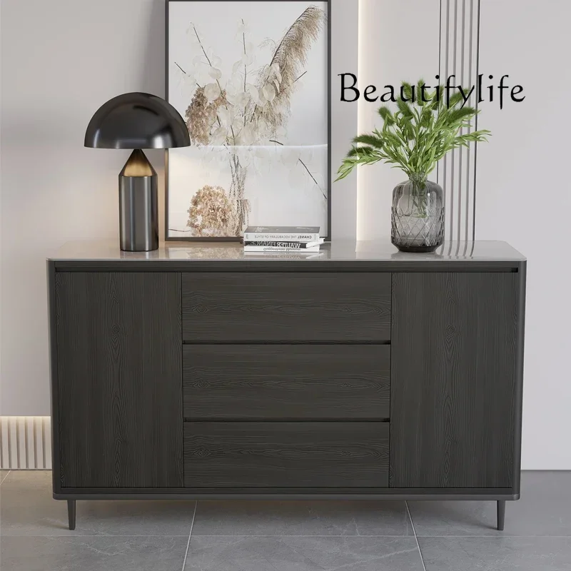 Q A الإيطالية الحد الأدنى الشمال الخشب الصلب روك بلاطة الطعام خزانة جانبية الحديثة بسيطة ضوء غرفة المعيشة الفاخرة على الحائط #5